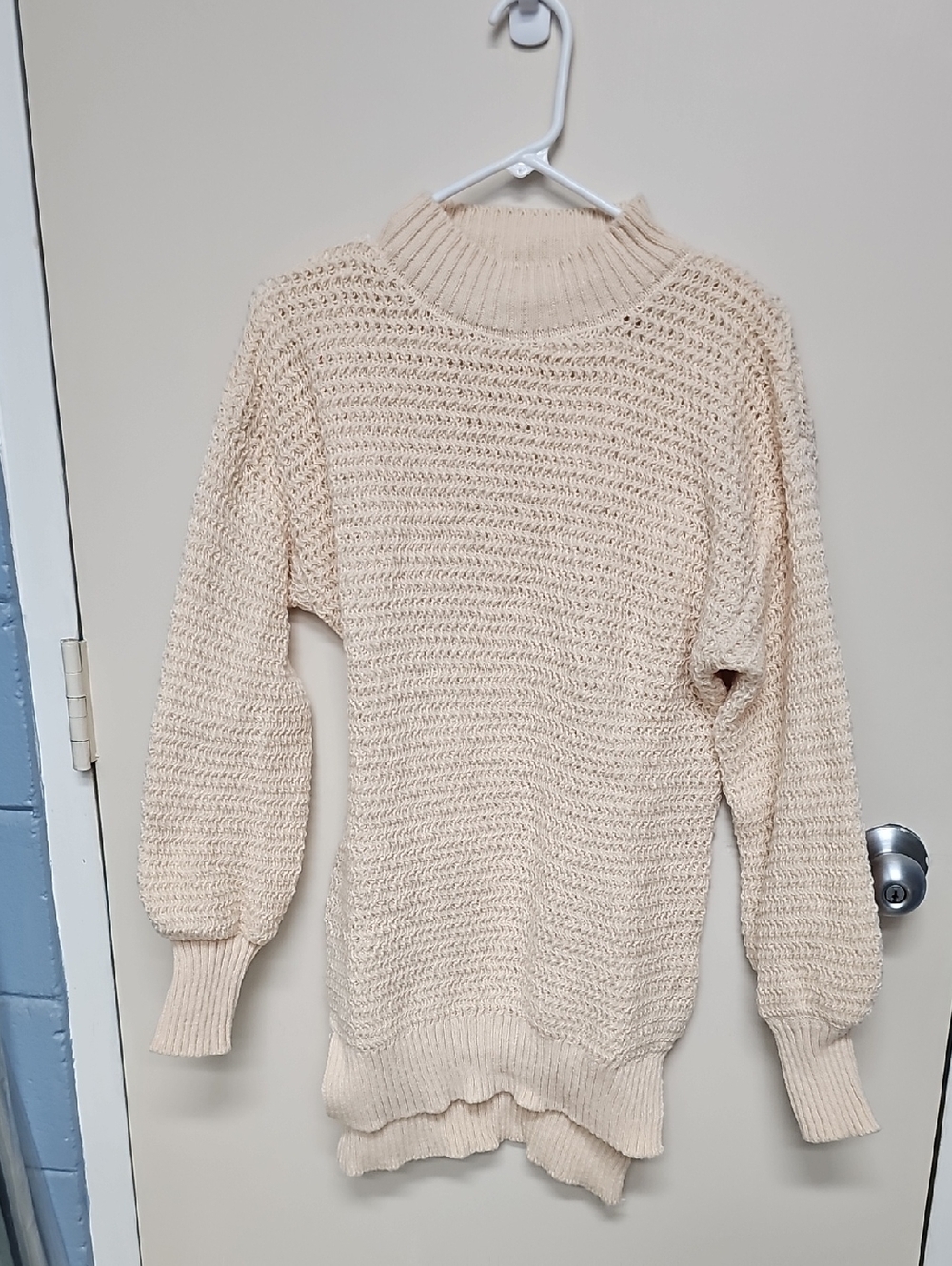 Women's Cream Mock Turtleneck Knit Sweater